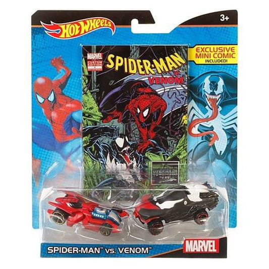 Hot Wheels Marvel Spider-Man vs. Venom Character Car 2-Pack with Mini Comic - sop-development